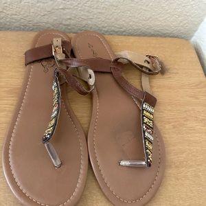 Brown beaded sandals